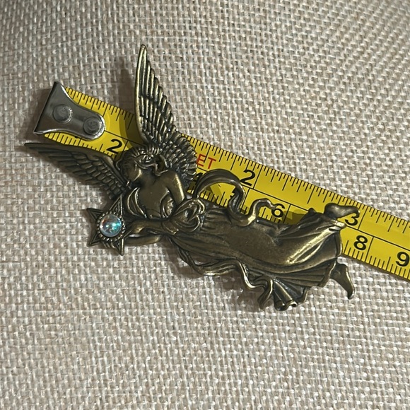 JJ Jonette Pewter Fire Star Angel Goddess Figural Brooch Vintage Signed Pin - Picture 6 of 8